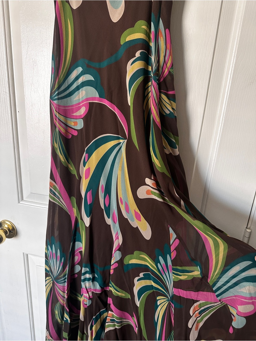 Vintage BCBG Max Azria 100% Silk Bias Cut Botanical Maxi Dress | Size 2 | Y2K - Picture 5 of 8